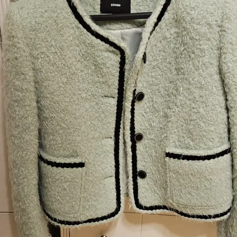 etmon fur jacket light mint