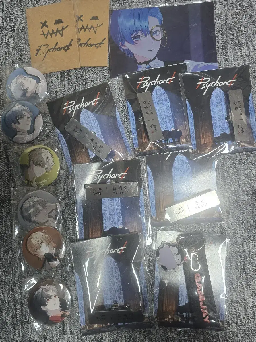 Psycode pop up Merchandise Former member name badges Can badges postcard Proof photos keyring I sell them.