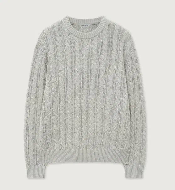 The Knit Company Mild Cotton Cable Crewneck Knit S in Oatmeal