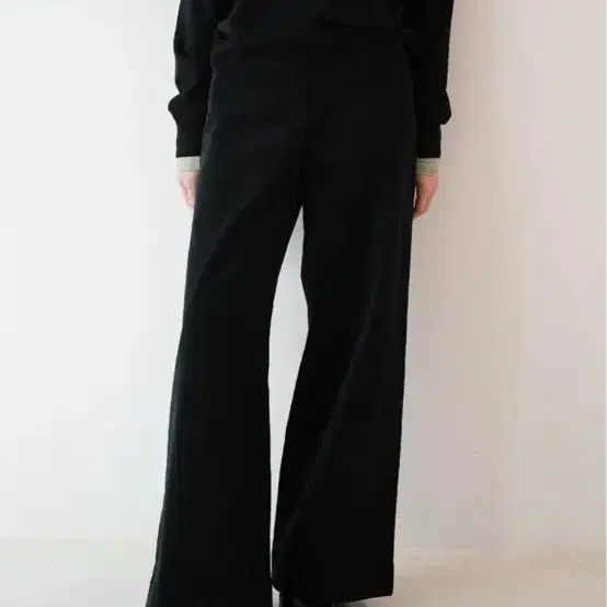 이아 Corduroy Wide Pants (Black) L 사이즈