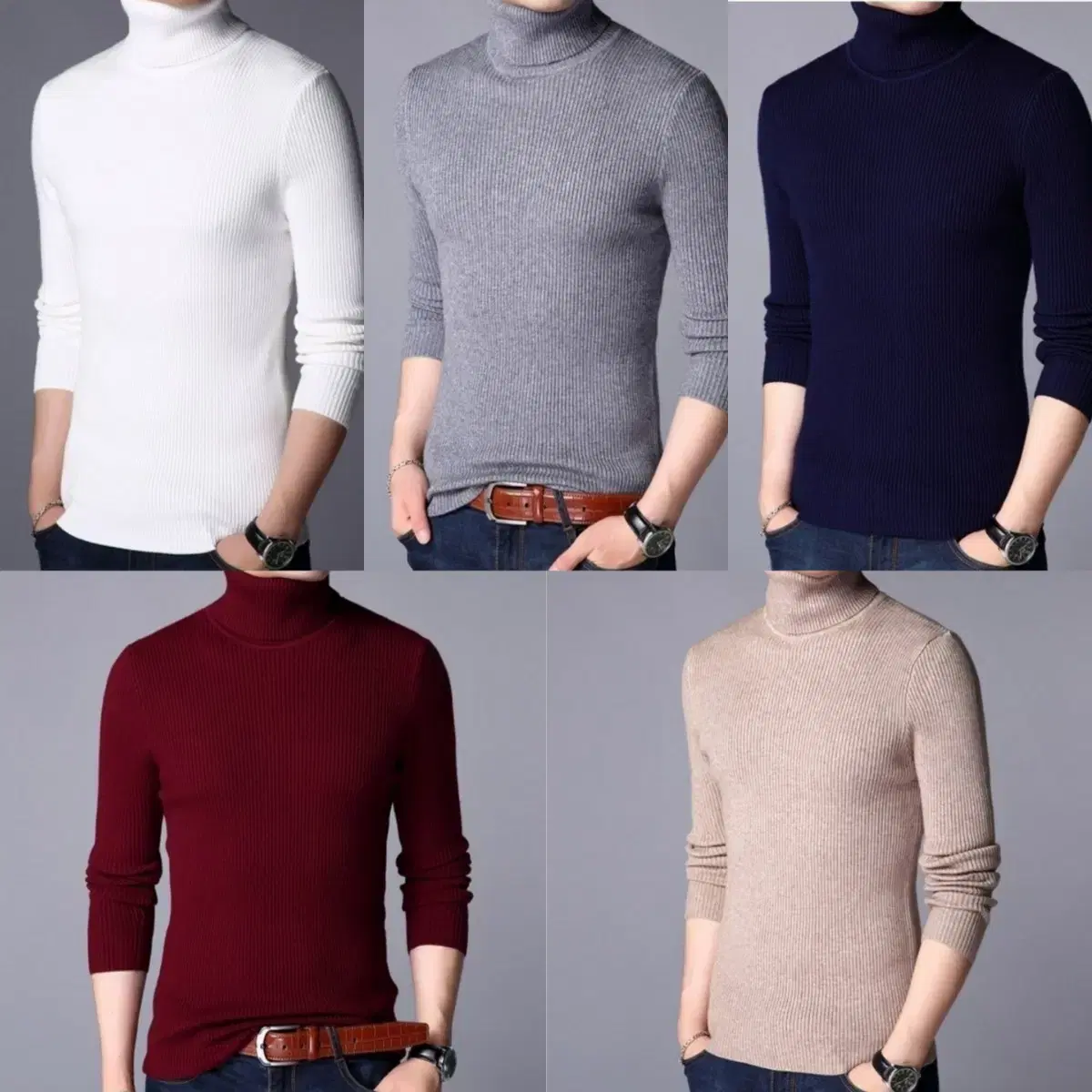 Men's Ribbed Neck Polartee Winter Polartee Slim Fit