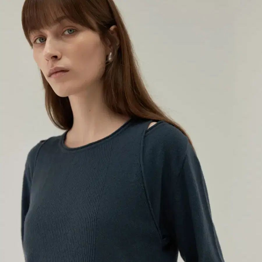 모이아 boat neck knit + wool knit top 세트