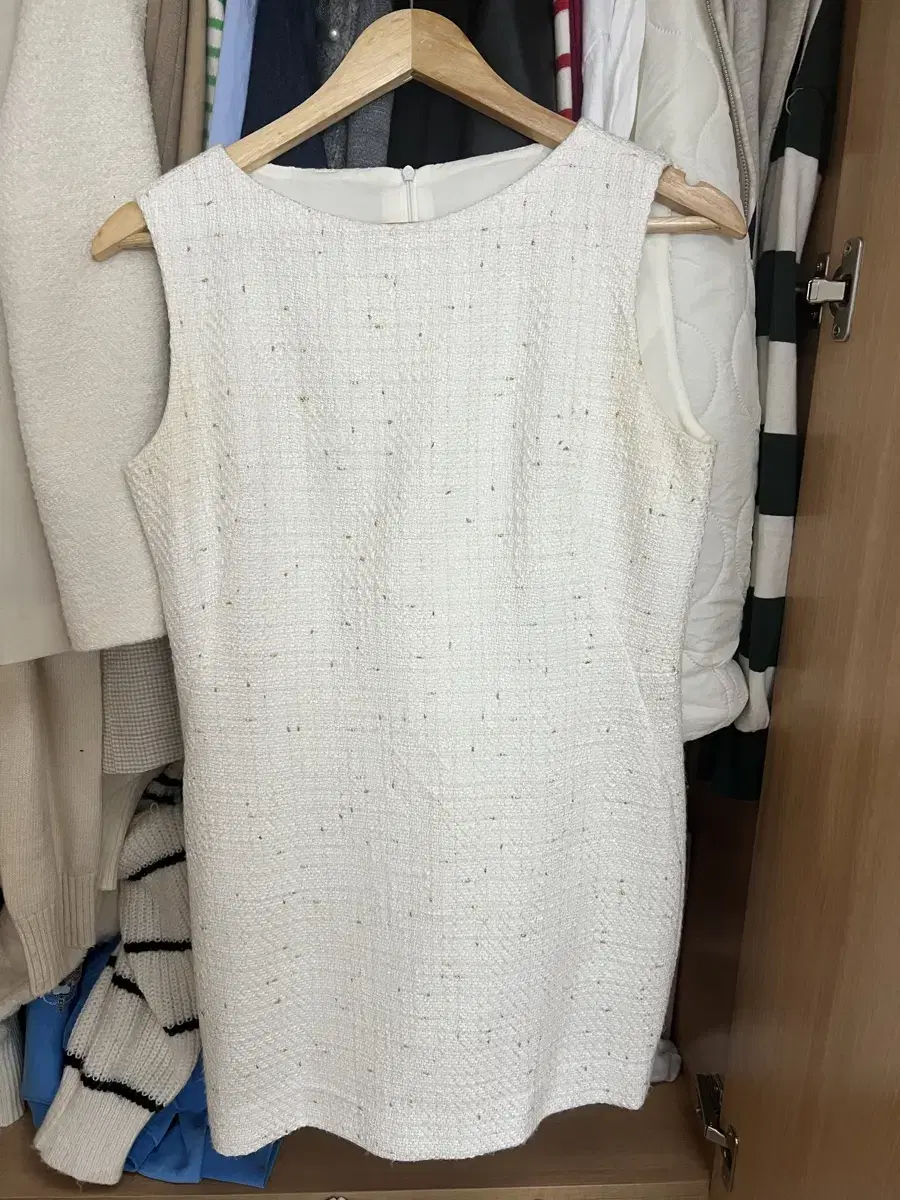 Tweed Nasi Sleeveless ONEPIECE White