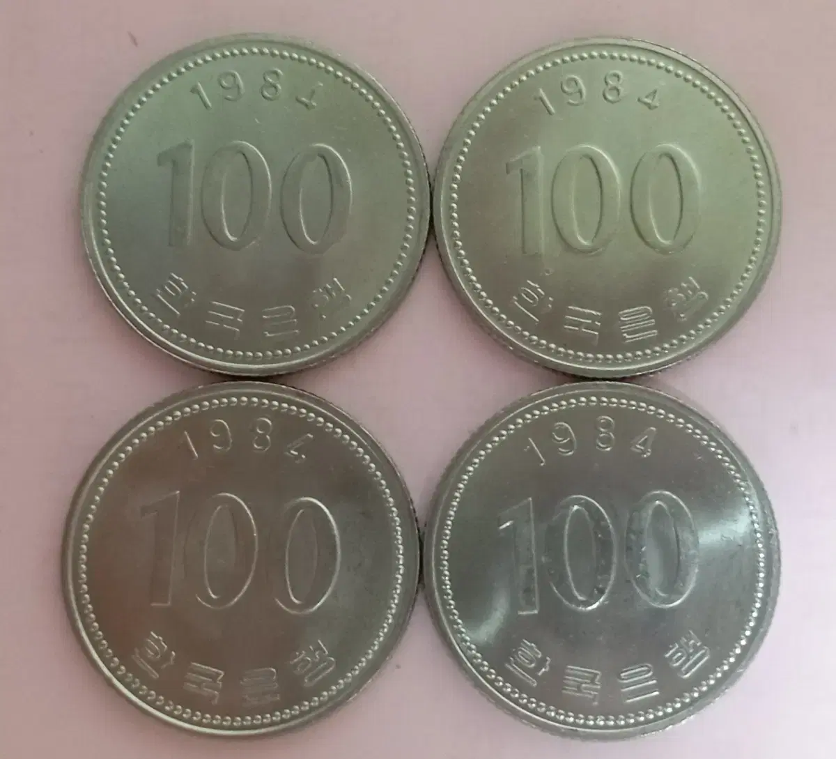 1984년 100원 미사용주화 5개