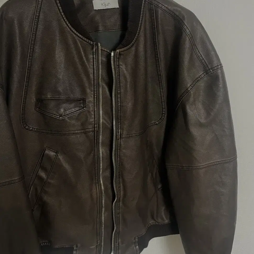 kijun 기준 맨 레더 자켓 faux-leather bomber