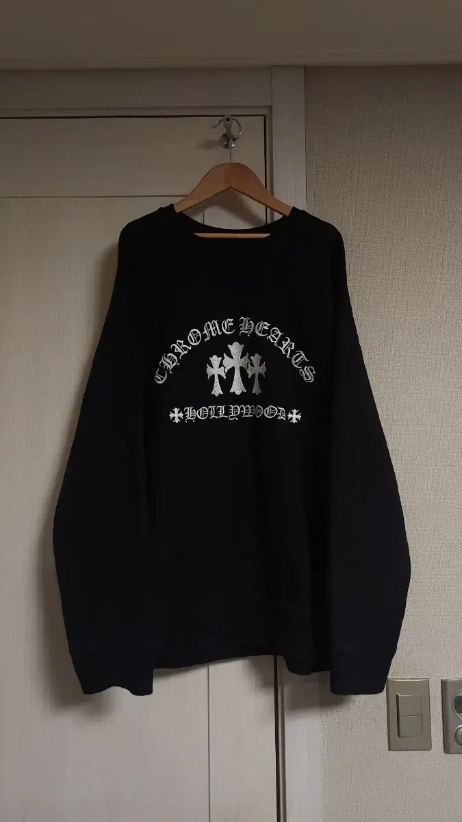 [XXL] Chrome Hearts Semi-sheer Hollywood Man-to-Man Black