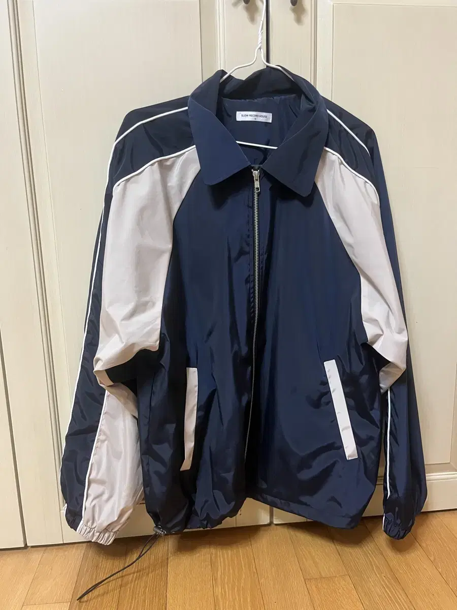 Slow Record House Piping Line Nylon Jacket Navy M