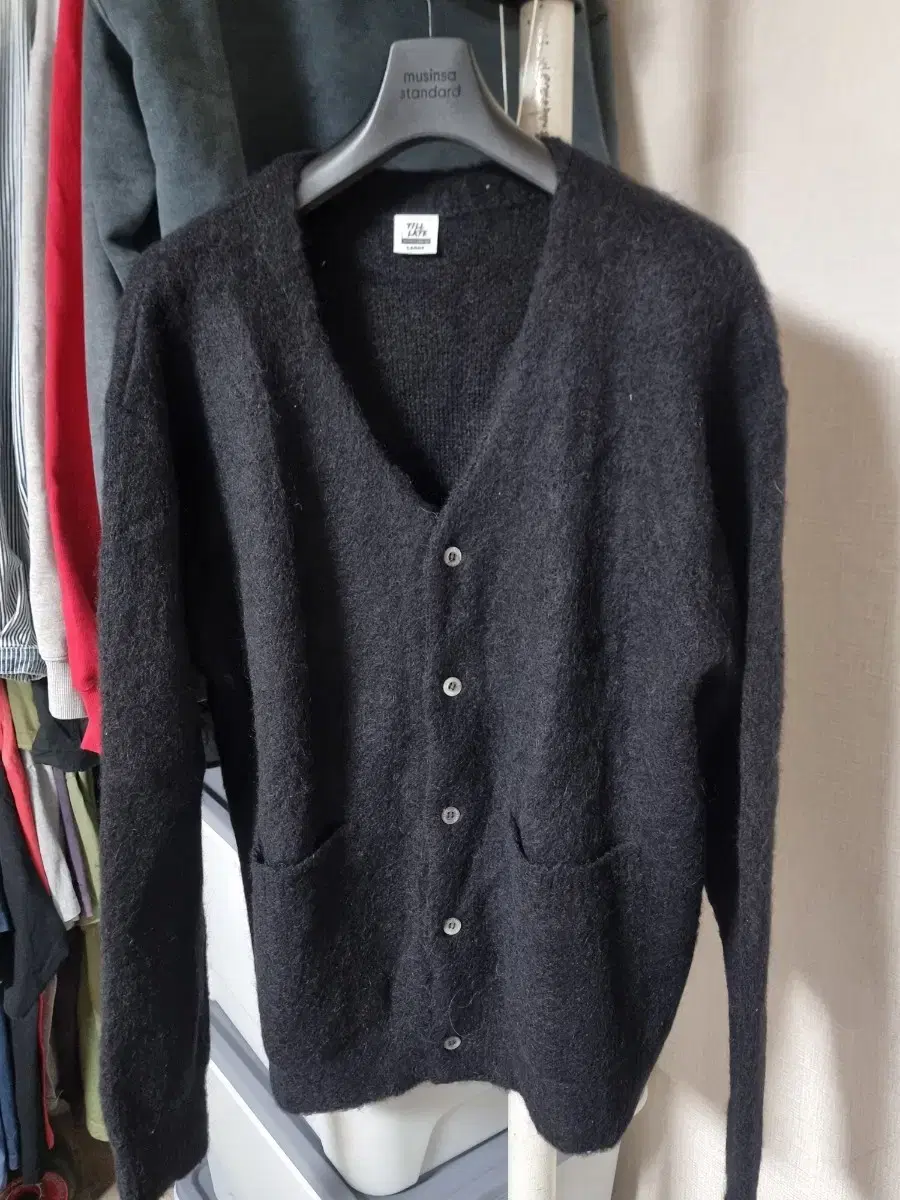 Tilate Plain Alpaca Cardigan L Black