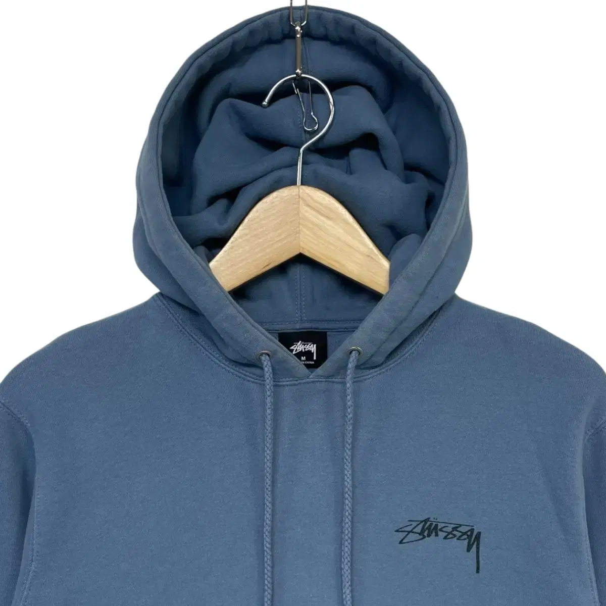 스투시 Stussy 스탁 로고 후드티 딥 블루