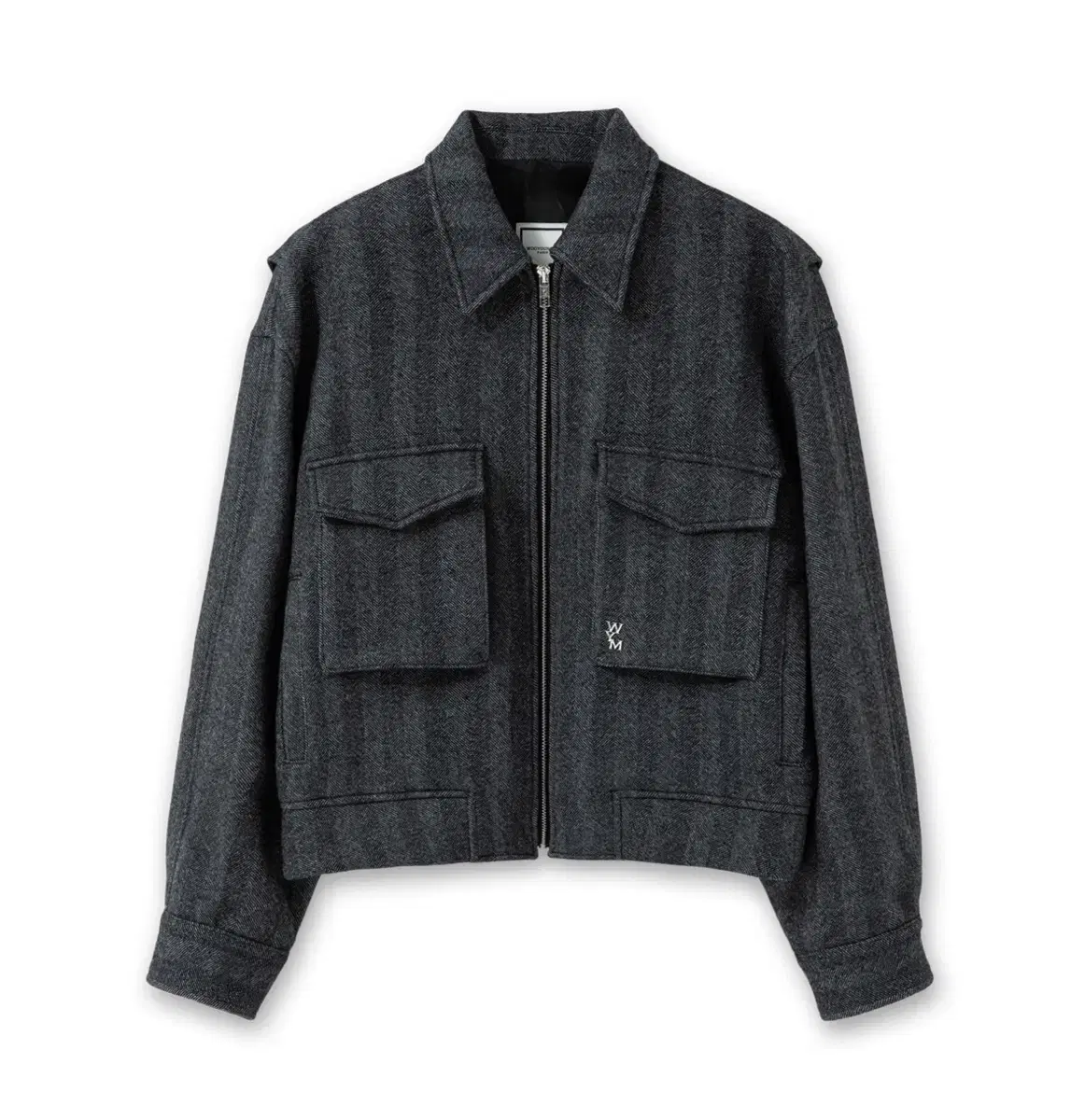 WOOYOUNG 24FW Black herringbone wool jacket 46SIZE