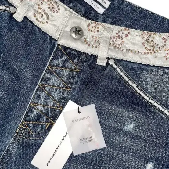 스컬프터 비즈데님 Beaded Waist Denim Pants