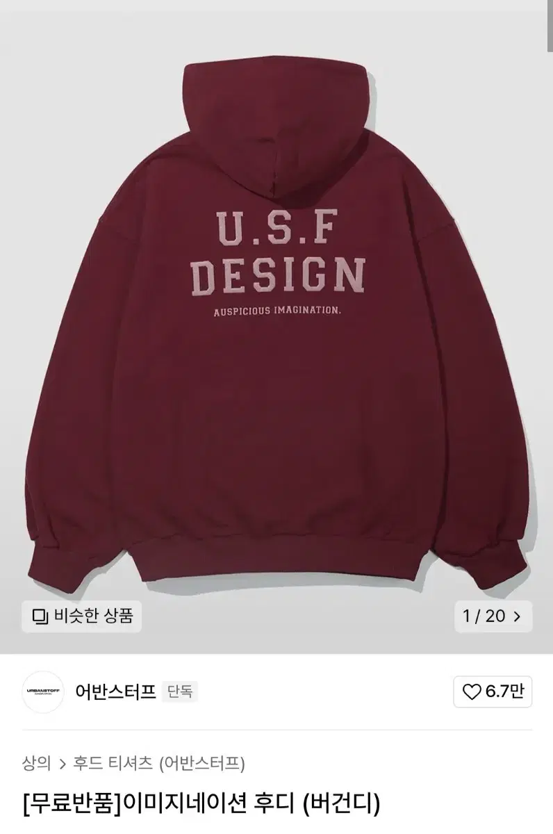 Urbanstuff Image Nation Hoodie Burgundy