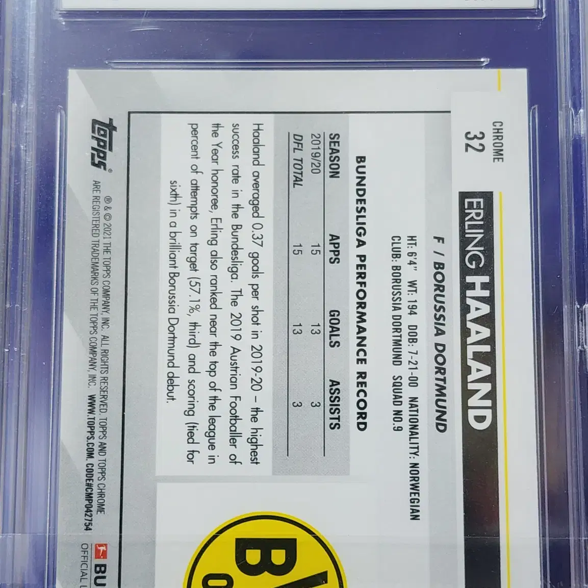 20 Topps Chrome 분데스리가 홀란드 베이스 BRG 10