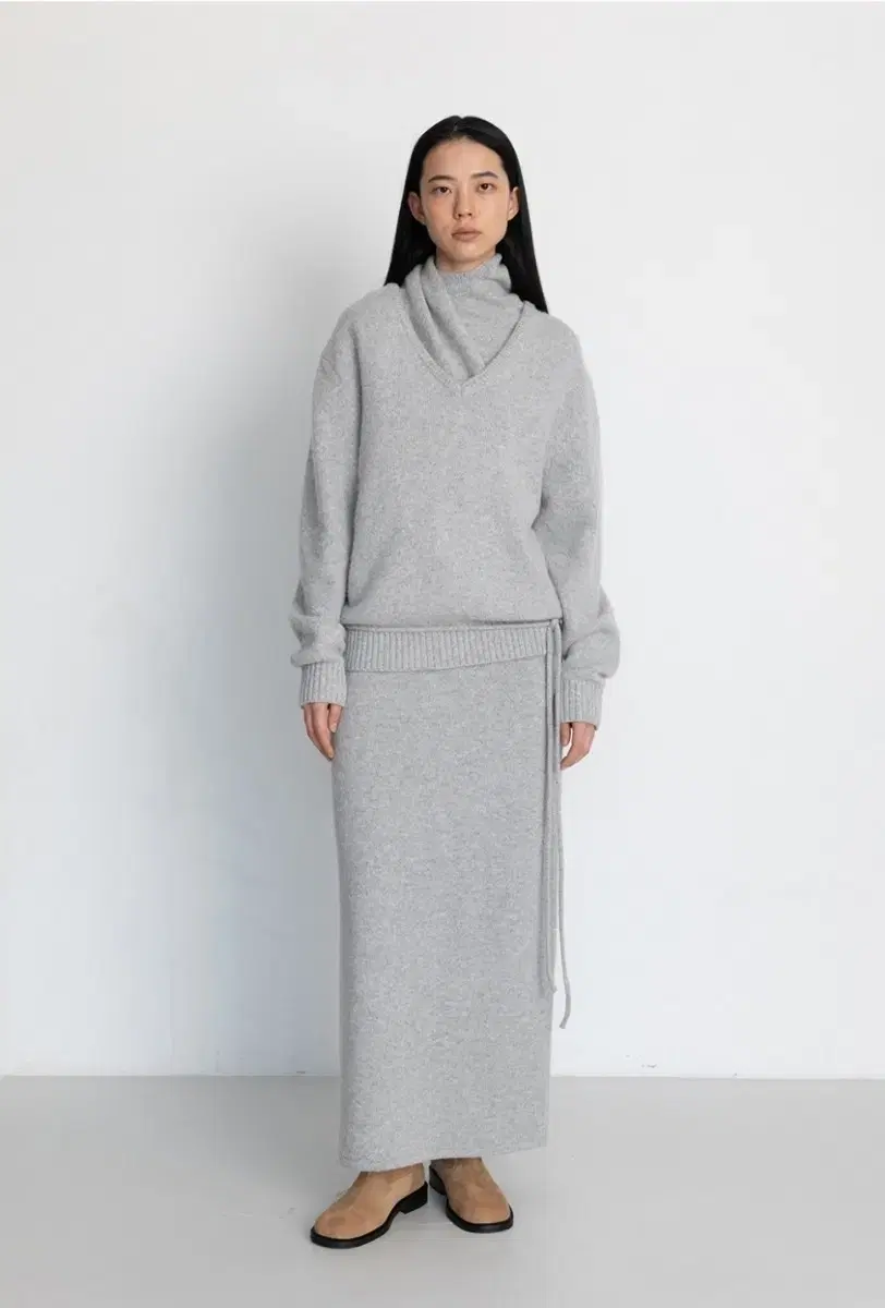 LE17SEPTEMBER Alpaca-blend long skirt in gray le917