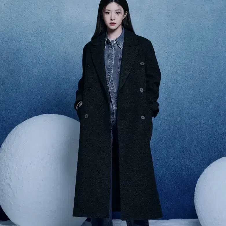 마리떼 코트 DOUBLE BREASTED WOOL MAXI COAT br