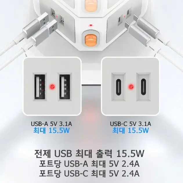 2개/ 4000W고용량 10구 USB 멀티탭/ RUQ010