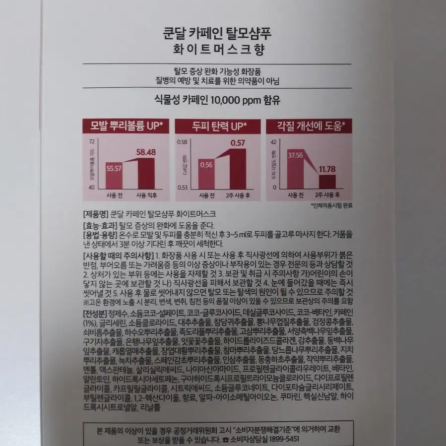 쿤달 탈모샴푸600ml 화이트머스크향 새상품