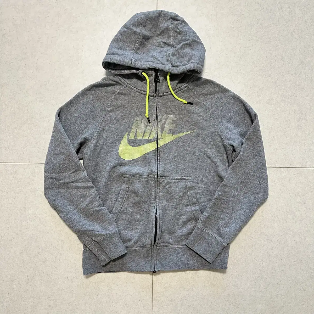 [size 95] Nike Swoosh Hoodie Zip-up Gray & Fluorescent