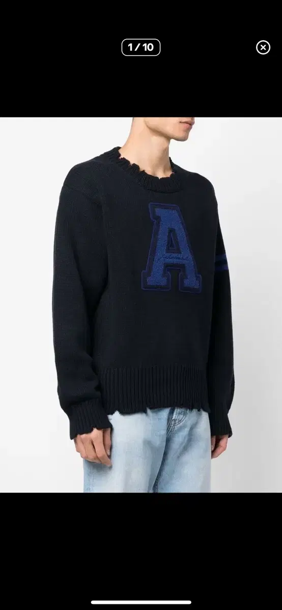 Anderson Belle Varsity Logo Damage Crewneck Sweater Size M