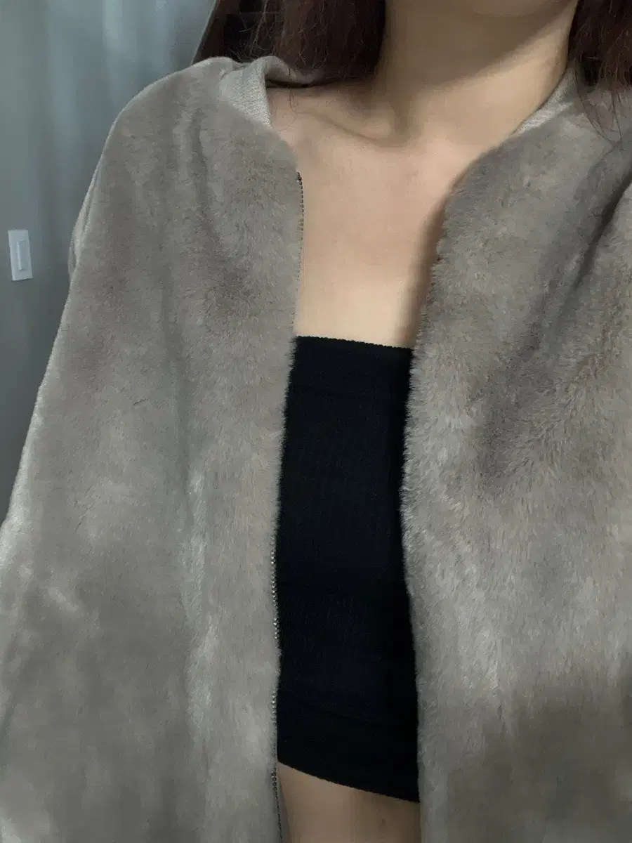 Mocha Grey Fur Jacket