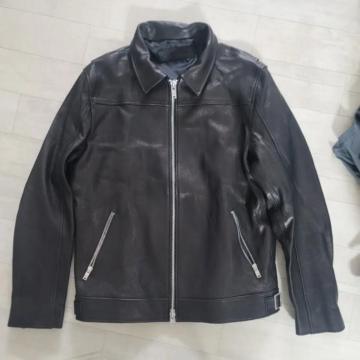 Noir L'Hermès Single Rider Leather Jacket 46