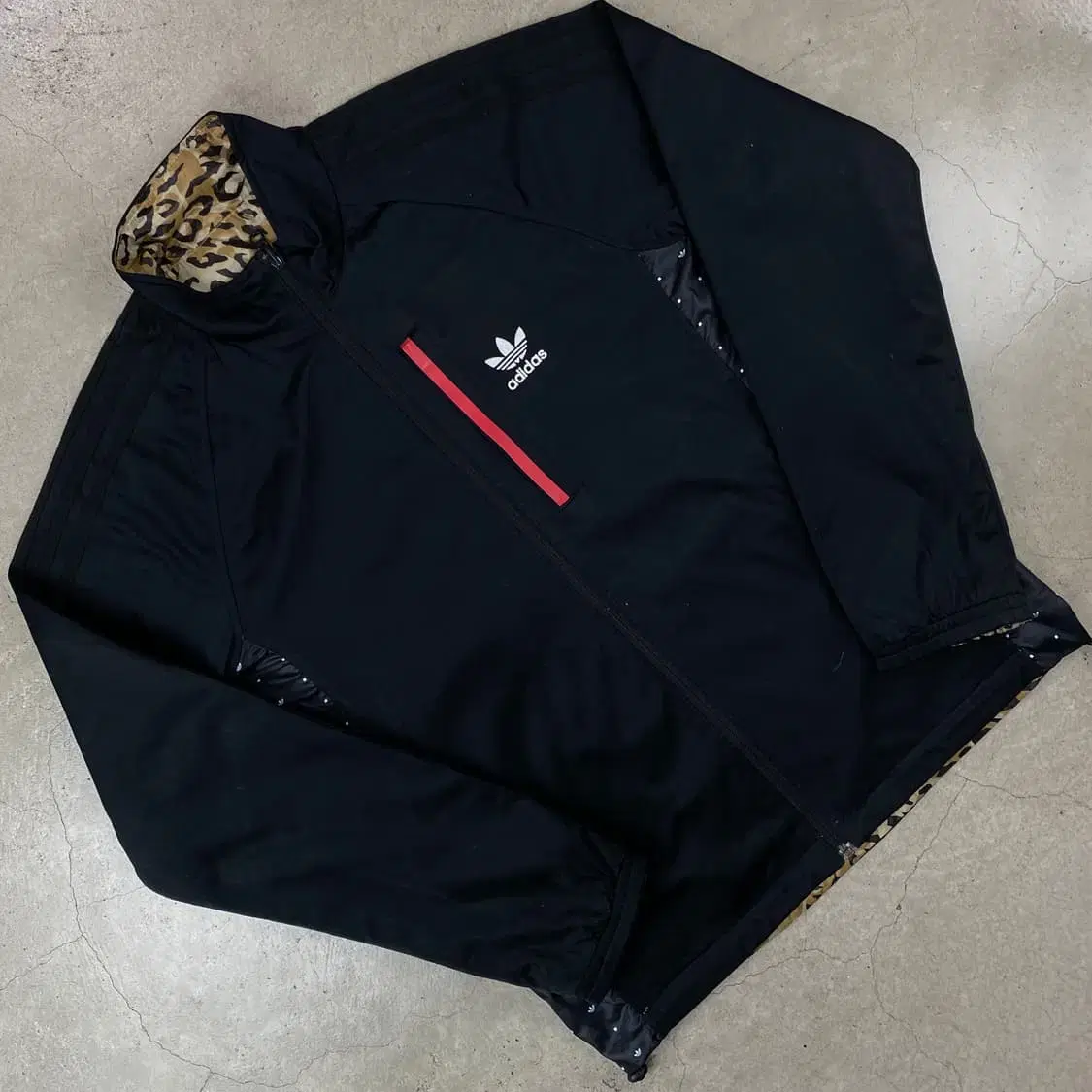 Adidas Logo Leopard & Black Reversible Jacket