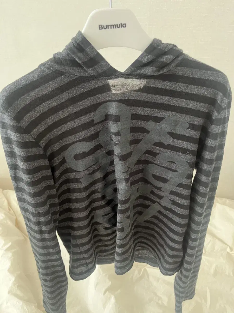 사파리스팟 1/2 TICKETING STRIPE BORDER HOODIE