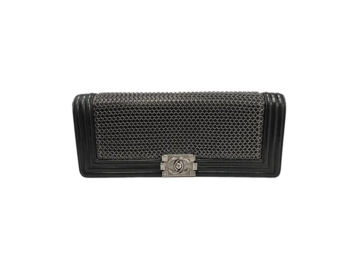 Chanel Boy Chainmail Long Clutch in Black