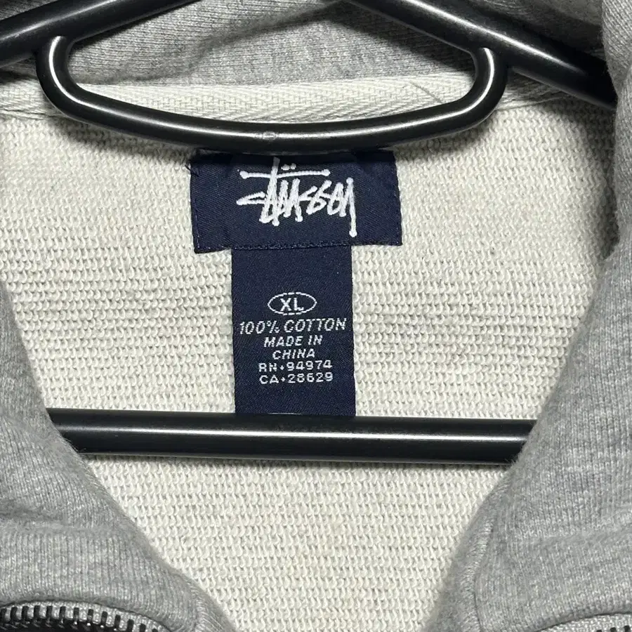 00 stussy 스투시 클랙식 풀집업 스웨터 그레이 자수로고