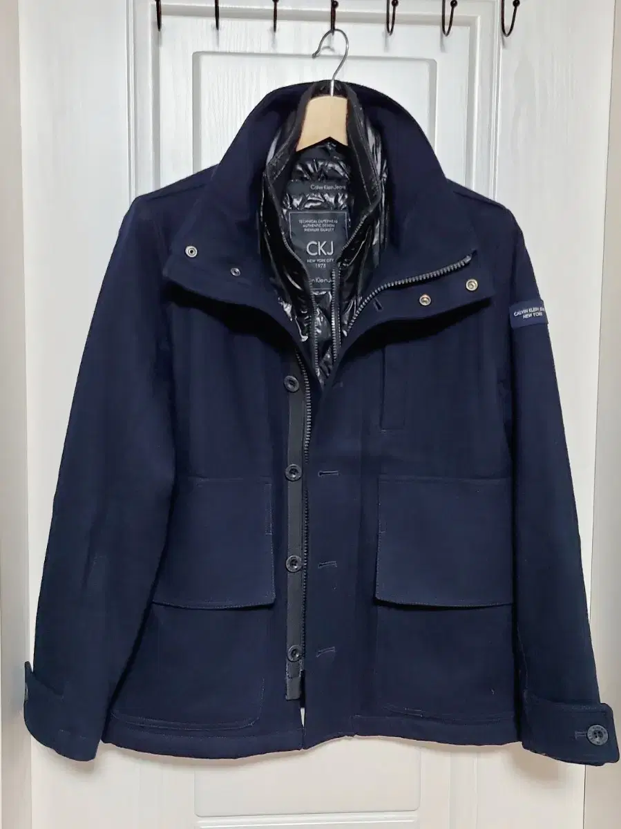 [Calvin Klein] Men's Detachable Wool Jacket Dark Navy Brand New