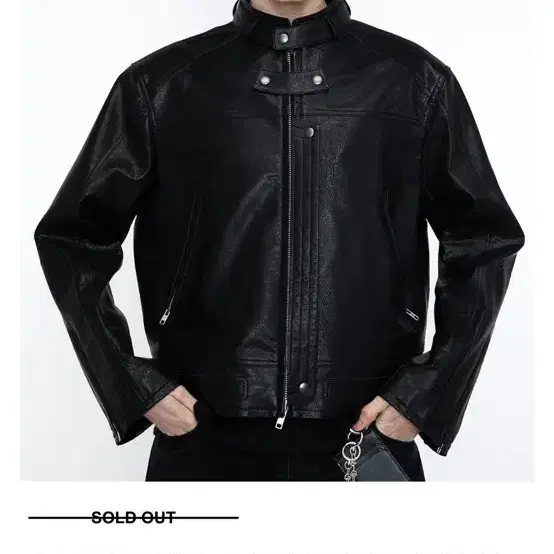 알렌느 BELTED 3D FAUX LEATHER BIKER JACKET