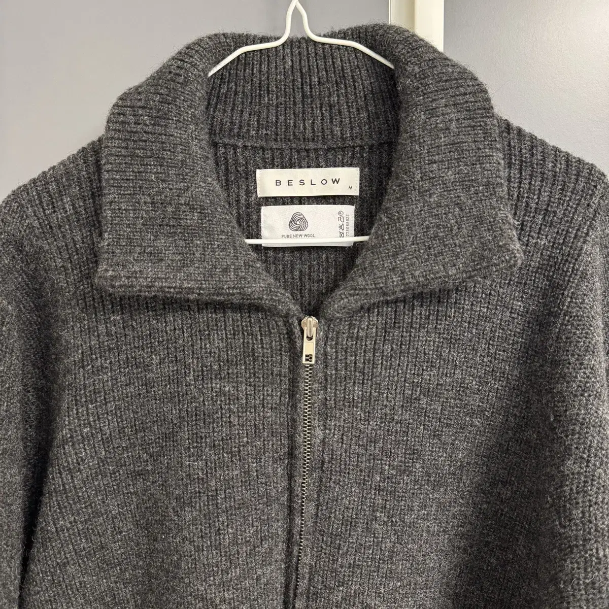 비슬로우 니트집업(Gray)SHETLAND WOOL ZIP-UP M