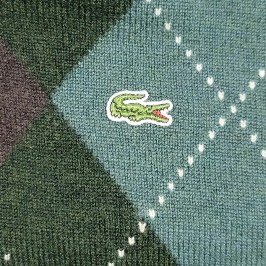 LACOSTE 라코스테 아가일무늬 브이넥 긴팔 니트티