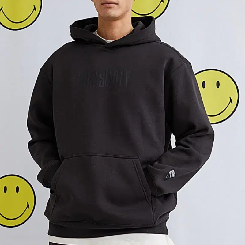 SMILEY x H&M 한정판 콜라보 블랙 기모 후드티 남녀공용