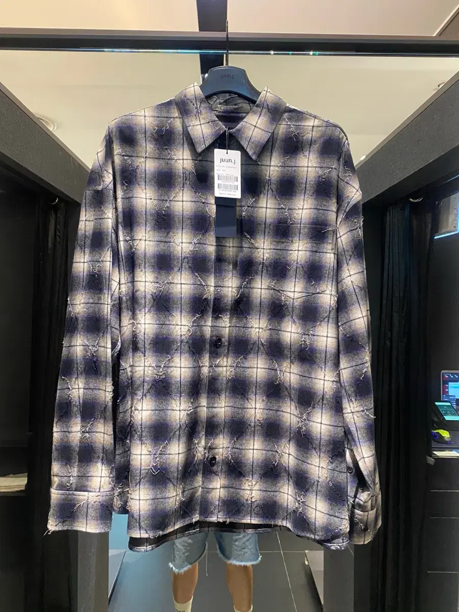 [46] Junge 24FW Argyle bloo Check Shirt