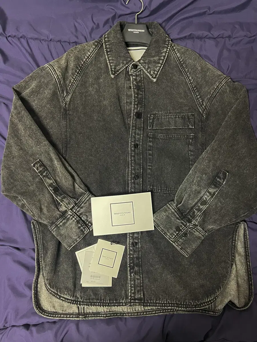 Denim overshirt jacket by Wooyoung Woo