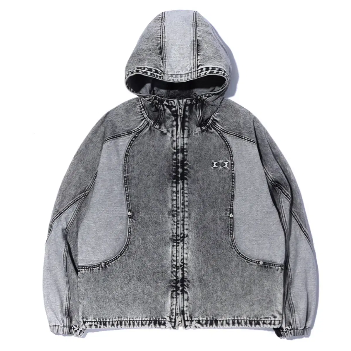 Critique denim jacketLight gray hooded zip-up