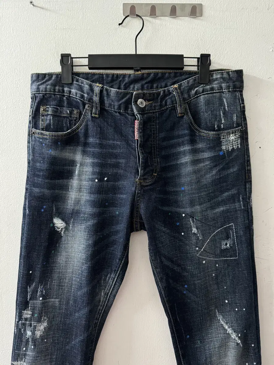 Disqualified 2 Button Fly Damage Painting Denim Pants 48