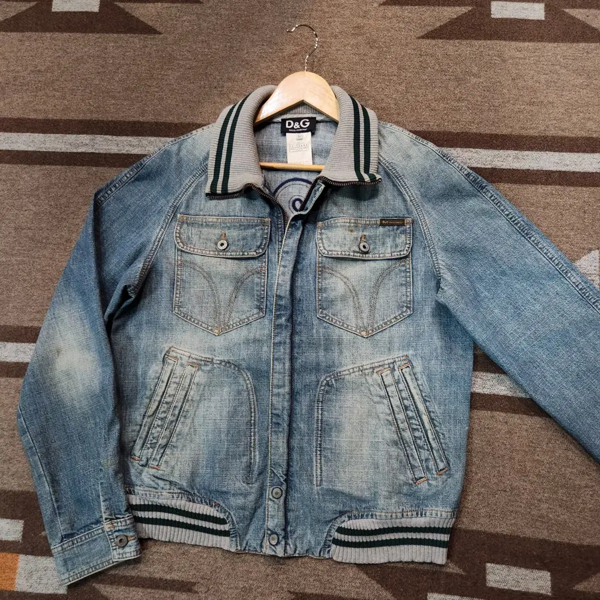 Dolce & Gabbana Denim Bomber Jacket L y2k Vintage