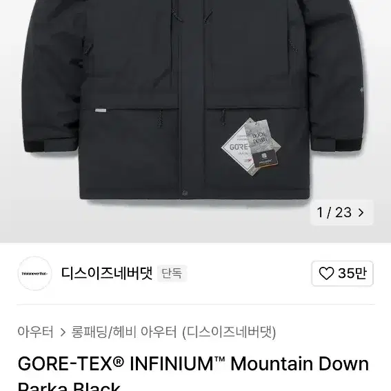 디스이즈네버댓 고어텍스 헤비다운패딩 L ~ XL