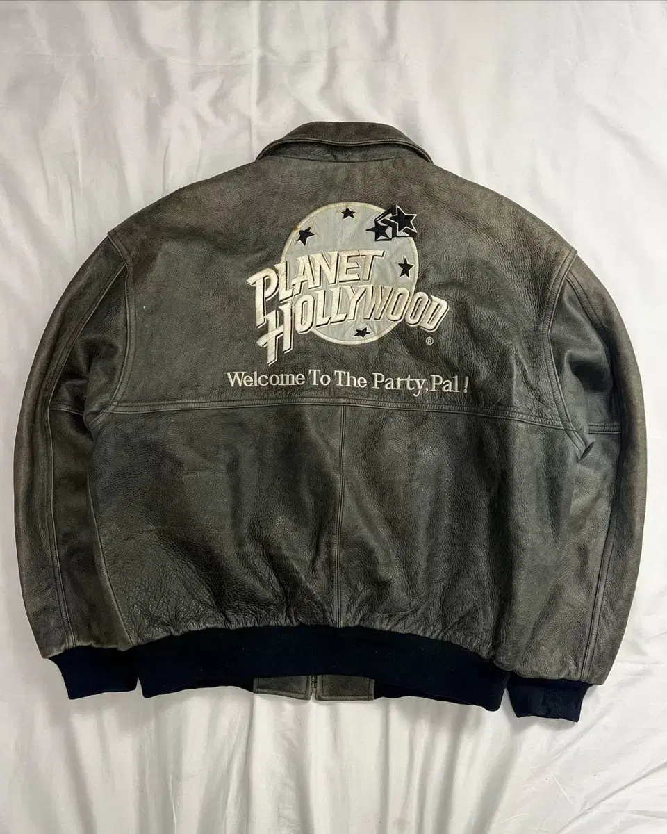 90s Planet Hollywood Bloomin' Leather Jacket