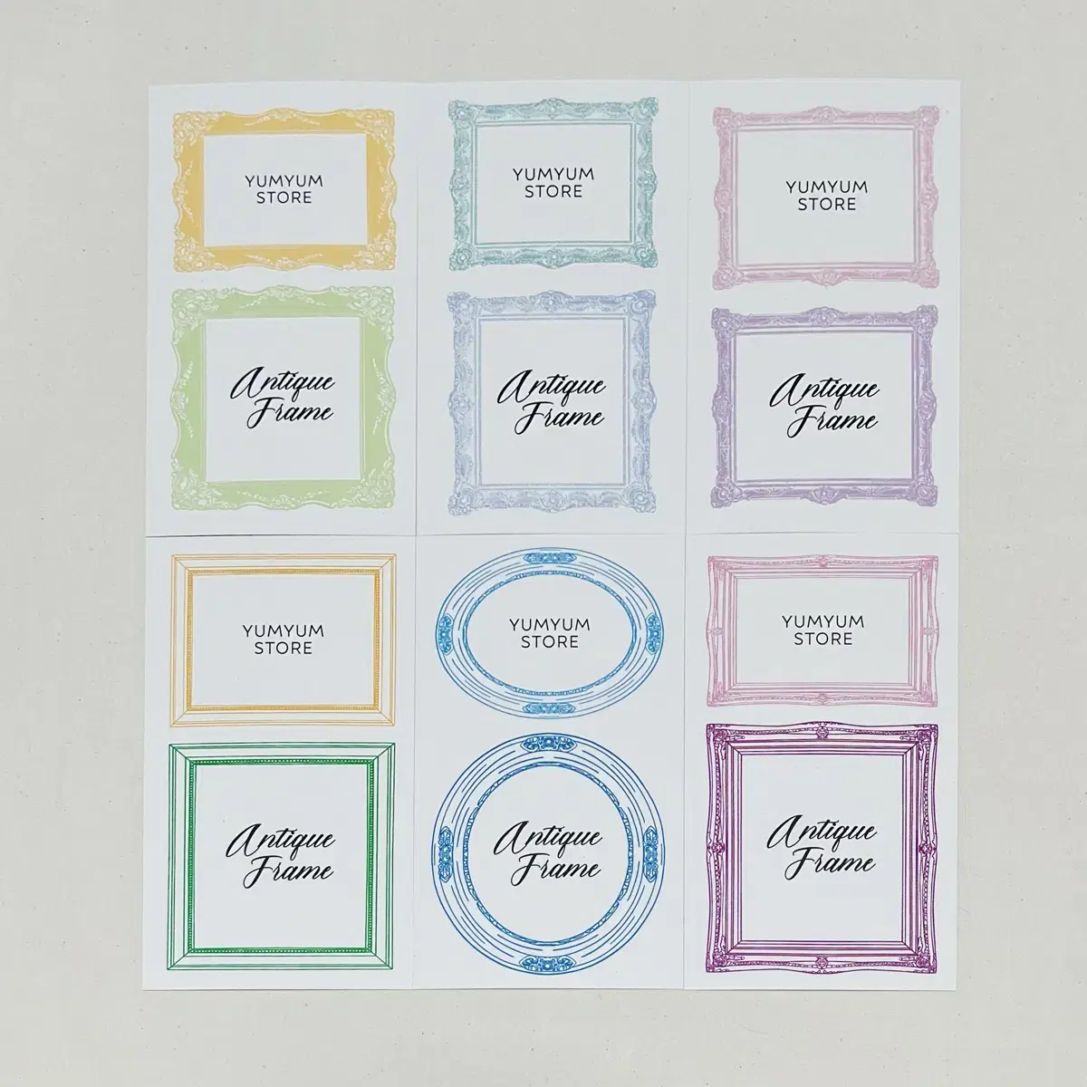 [Kindly Yum Yum] 6 colored antique frame paper tags