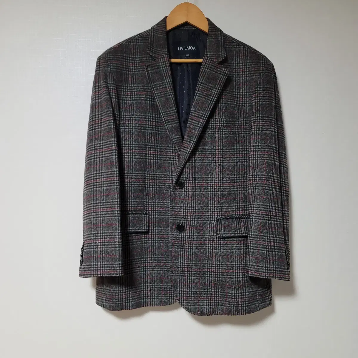 Rebilmore Men's Checked Wool Jacket Coat 100% Wool