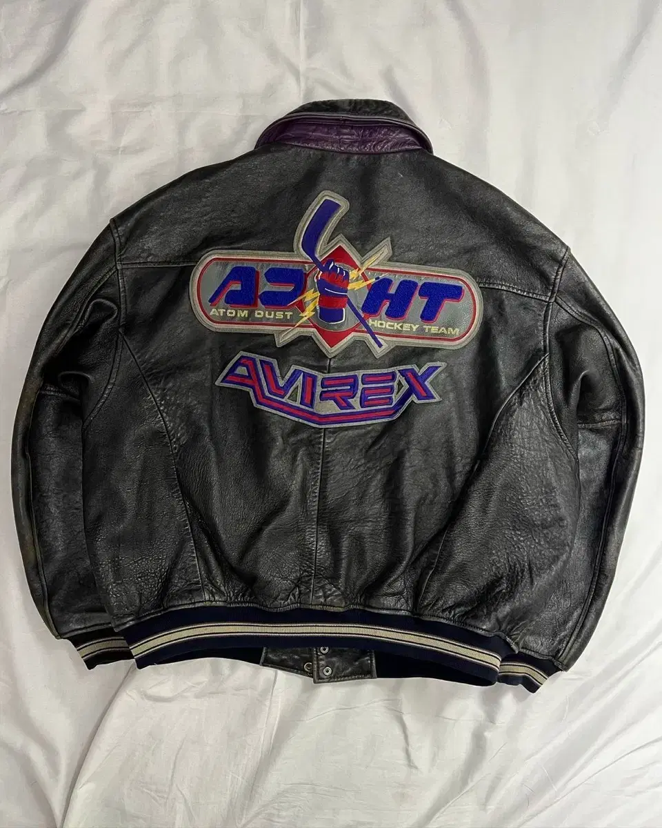 90s Avyrex Leather Varsity Jacket