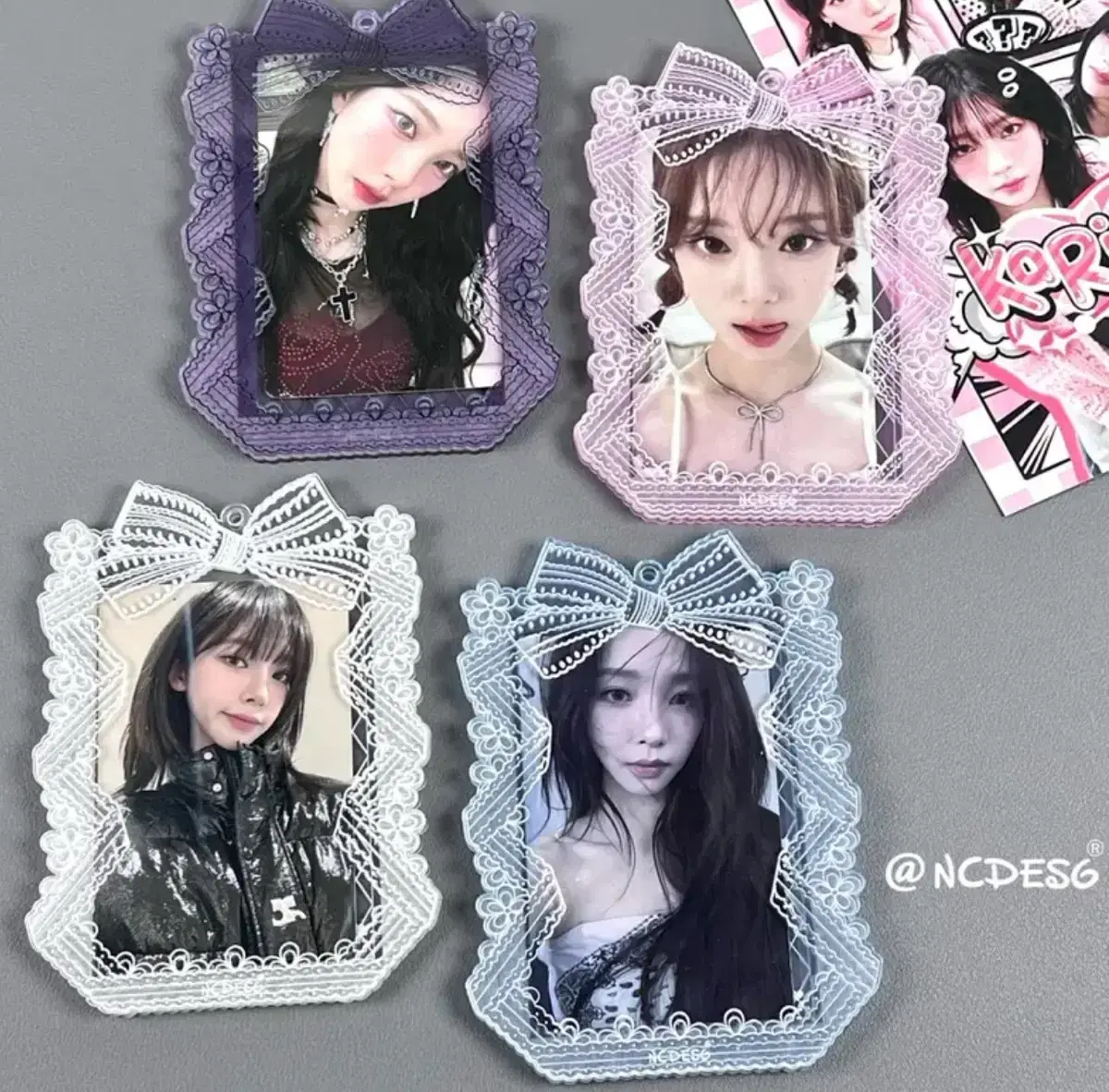 Ribbon acrylic Acrylic photocard holder keyring Picture Frame