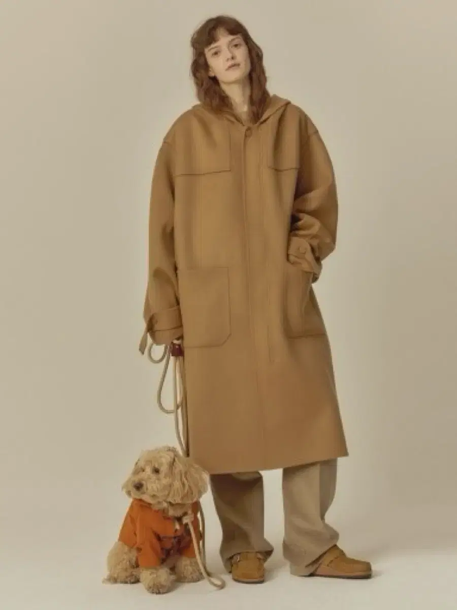 Noël Handmade cashmere HOODED ZIP-UP coat brown