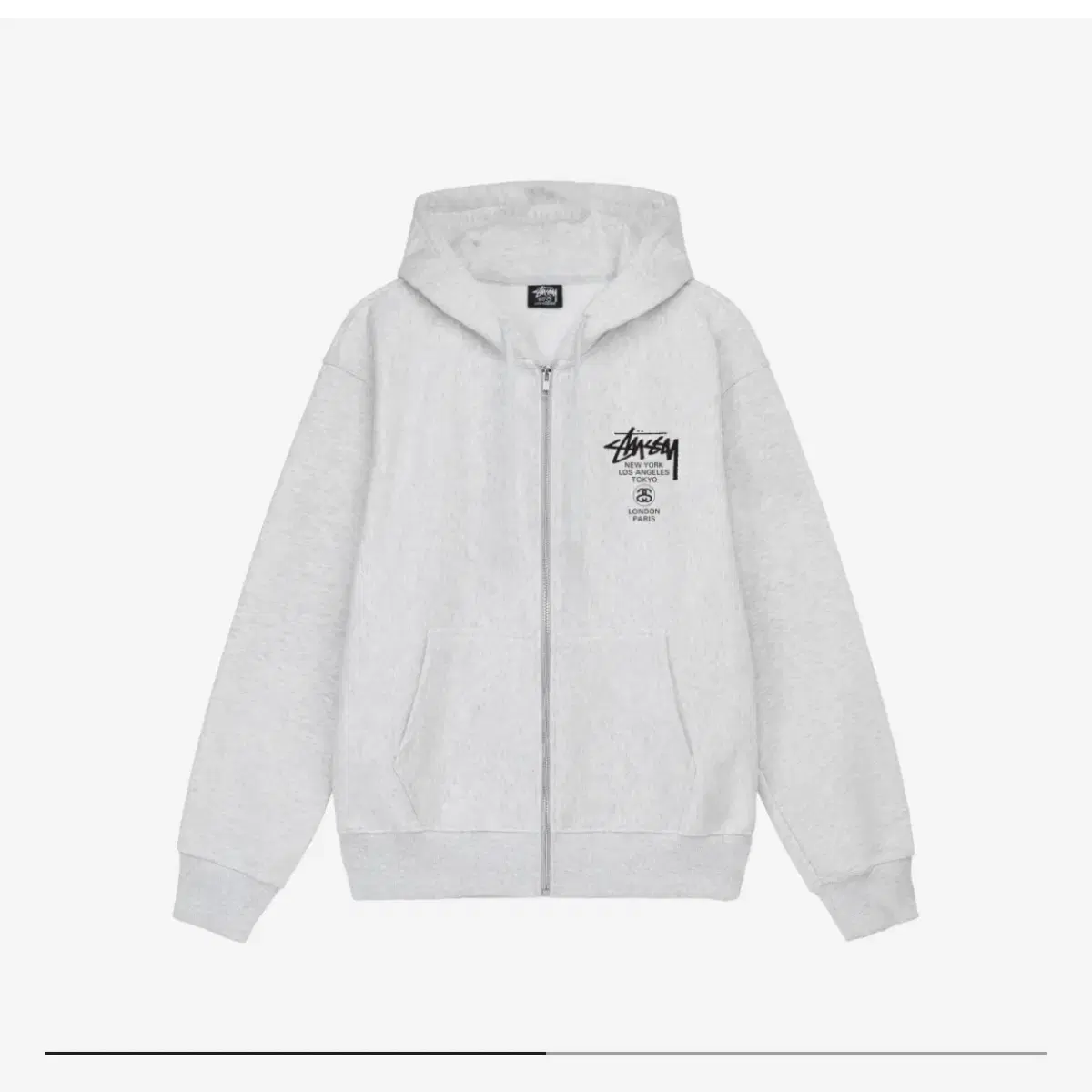 Stussy worldtour hooded zip-up gray