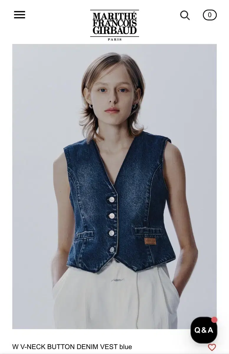 마리떼 프랑소와 저버 W V-NECK BUTTON DENIM VEST