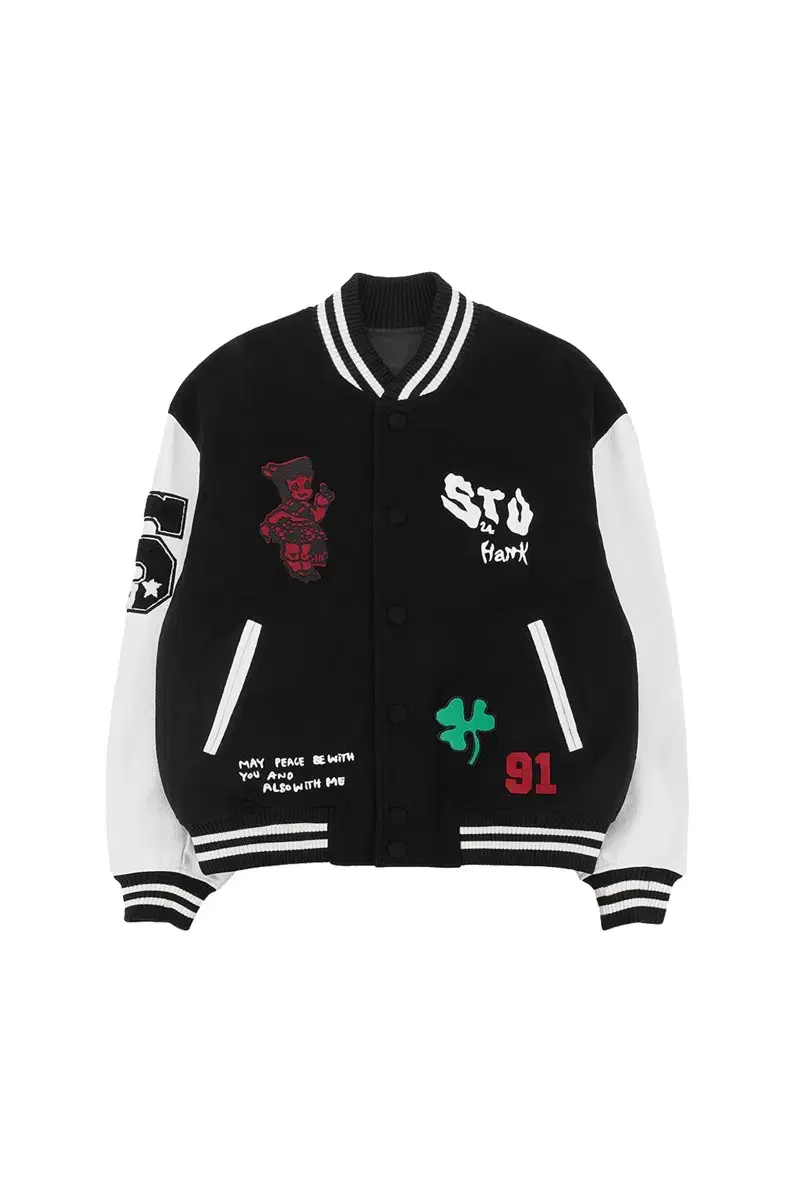 STU HANK Varsity Jacket Black Estelle Varsity