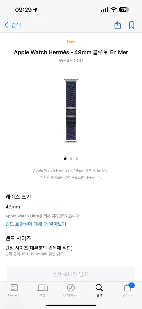 애플워치 에르메스 블루뉘 49mm